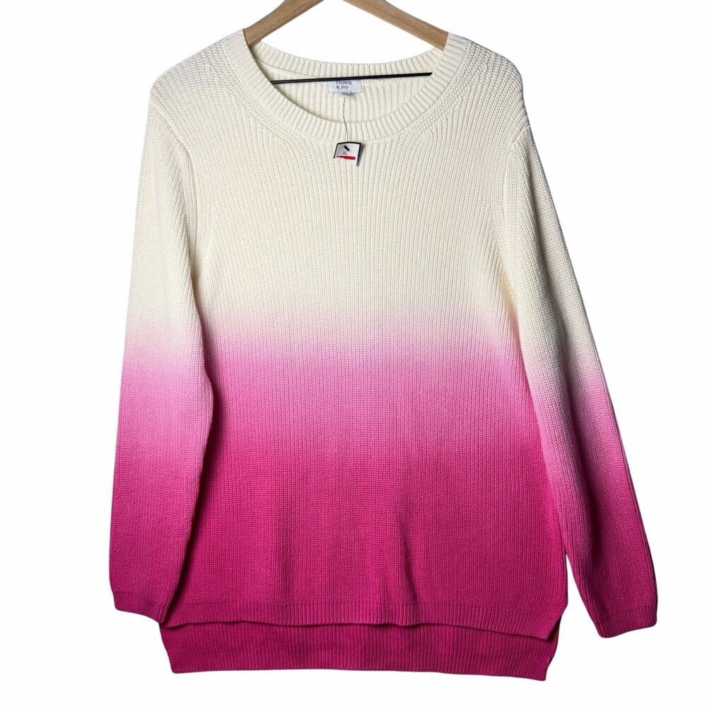 Crown & Ivy Ombre Pink 100% Cotton Pullover Sweater Women's size XL New